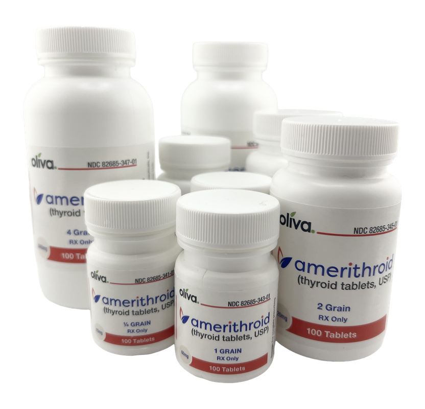 Amerithroid (Thyroid Tablets, USP) bottles in multiple strengths