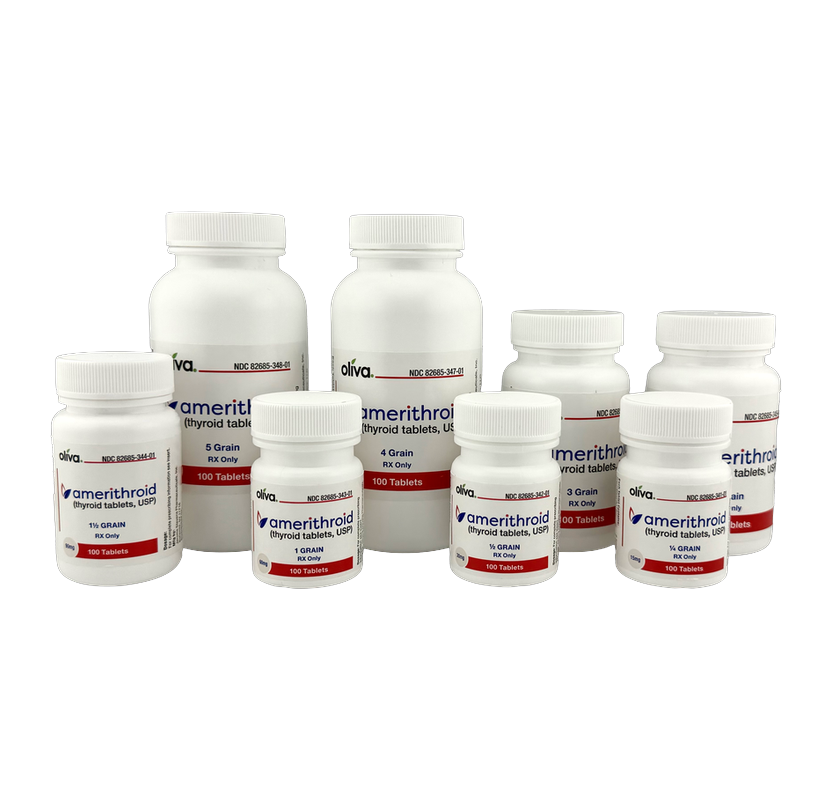 Amerithroid (Thyroid Tablets, USP) bottles in multiple strengths
